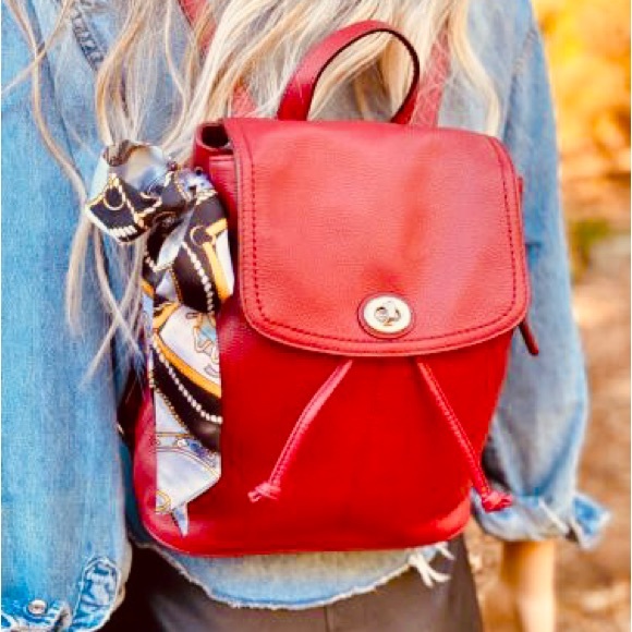 Coach Bags Coach Park F24385 Vermillian Red Leather Backpack Poshmark